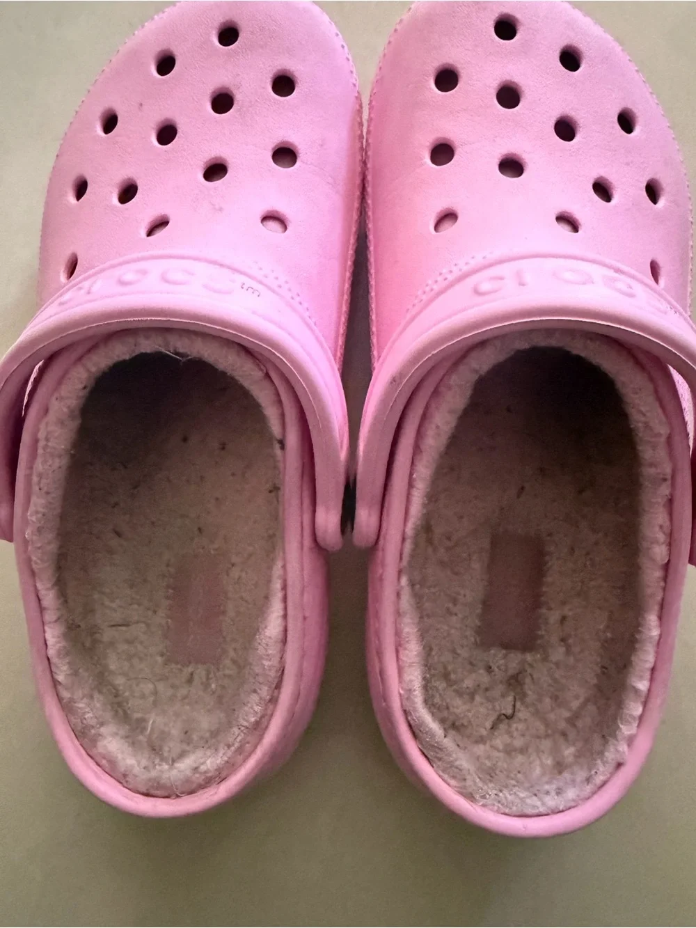 CROCS Kids Pink Fleece-Lined Clogs